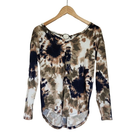 Absolutely Famous Neutral Tie Dye 3/4 Sleeve Top Size Small - Picture 2 of 11